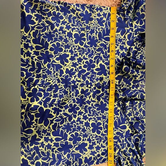 First Love By Lovelyn Floral Ruffle Blouse Green Blue - Picture 6 of 7